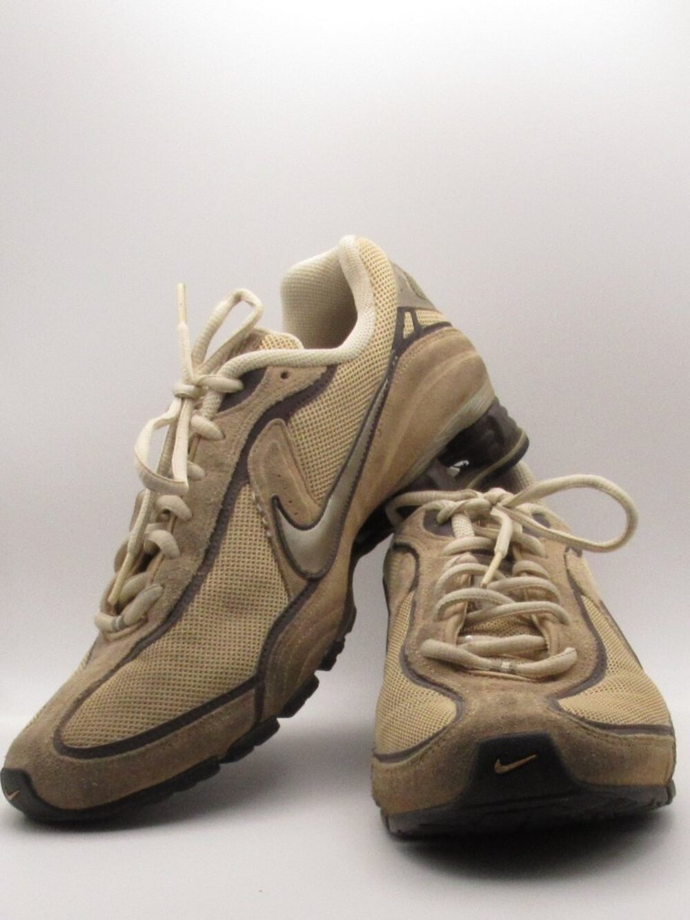Nike Shox Tan & Silver Athletic Shoes Womens Size 9 315331-201